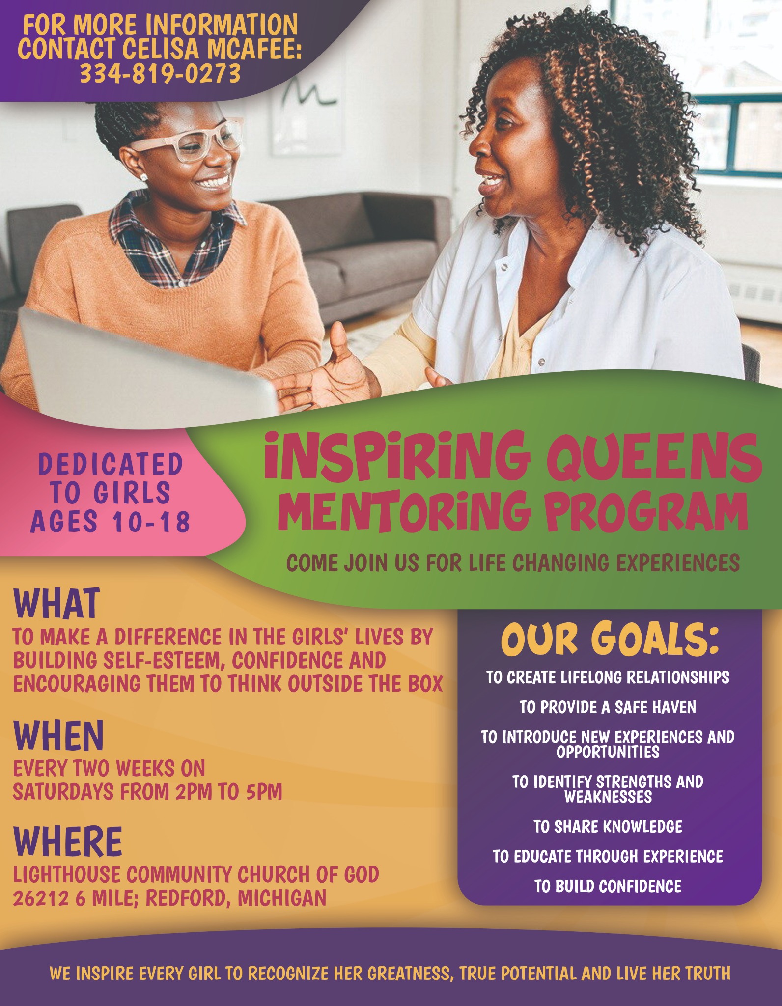 Inspiring Queens mentoring program flyer