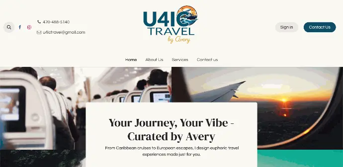 U4IC Travel by Avery website homepage